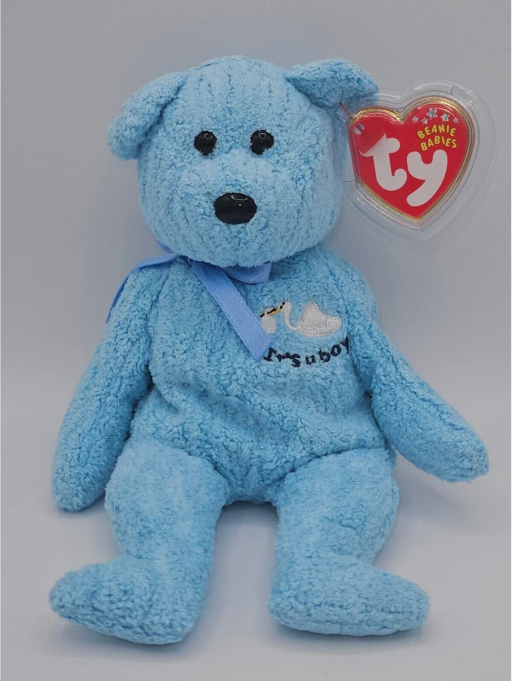 Ty Beanie Baby Baby Boy Bear Blue Plush Stork Embroidered 2004